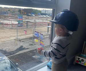 Harry the tiny builder lays a foundation in new home