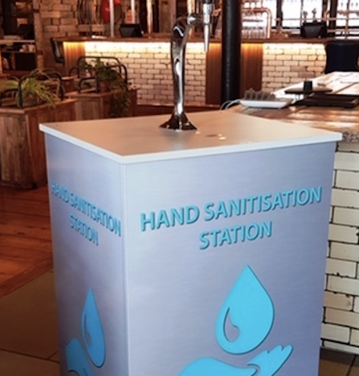 Hand sanitiser where it’s needed with high capacity portable unit from Brewfitt